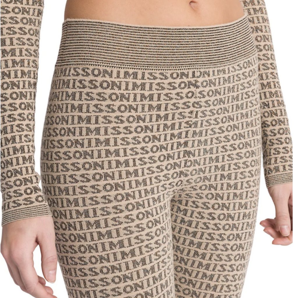 Missoni Monogram Logo Brown Knit Leggings, Small 4 (40 It)